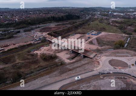 etruria valley link road aerial drone images Early April 2022 Progress Update Stock Photo