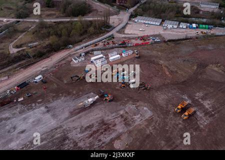 etruria valley link road aerial drone images Early April 2022 Progress Update Stock Photo