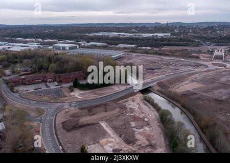 etruria valley link road aerial drone images Early April 2022 Progress Update Stock Photo