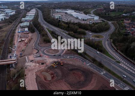 etruria valley link road aerial drone images Early April 2022 Progress Update Stock Photo