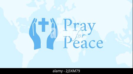 Pray for Peace Christian Prayer Vector Illustration Stock Vector