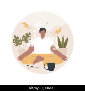Mindfulness abstract concept vector illustration. Mindful meditating, mental calmness and self-consciousness, focusing and releasing stress, anxiety a Stock Vector