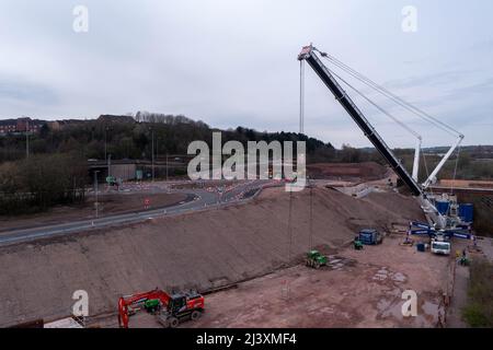 etruria valley link road aerial drone images Early April 2022 Progress Update Stock Photo