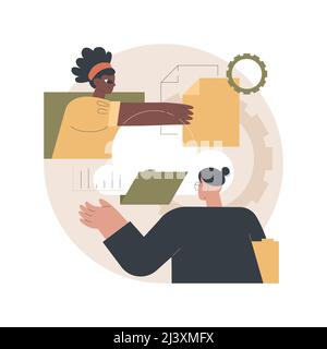 Cloud collaboration abstract concept vector illustration. Online collaboration, remote business management, computing service company, distributed tea Stock Vector