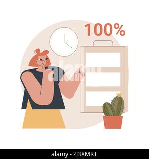 Battery runtime abstract concept vector illustration. Battery innovative solution, extend runtime, charging technology, long life, durability calculat Stock Vector