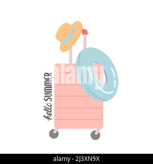 Hello summer baggage and travel elements vector Stock Vector