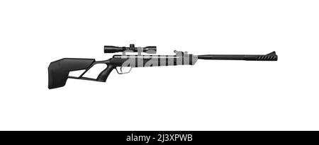 A modern air rifle with a futuristic design. Pneumatic weapons for sports and entertainment. Isolate on a white background. Stock Photo