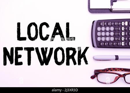 Writing displaying text Local Network. Business concept Intranet LAN Radio Waves DSL Boradband Switch Connection Flashy School Office Supplies Stock Photo