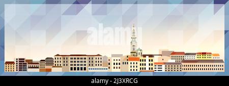 Belgrade skyline vector colorful poster on beautiful triangular texture background Stock Vector