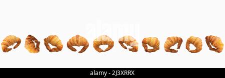 Horizontal line made of delicious looking croissants Stock Photo