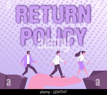 Writing displaying text Return Policy. Business showcase Tax Reimbursement Retail Terms and Conditions on Purchase Colleagues Crossing Obstacles Hand Stock Photo