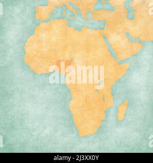 Vintage paper map of Nigeria Stock Photo - Alamy