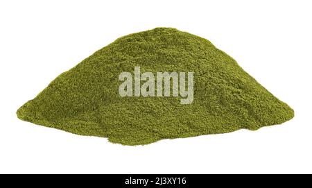 Moringa powder heap isolated on white background Stock Photo