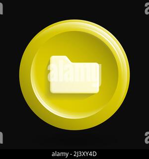 Simple Yellow Folder Icon. 3d File Manager Button. Vector illustration Stock Vector