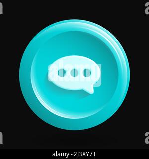 Blue Round Message Icon. Isolated 3D Texting Button. Vector illustration Stock Vector