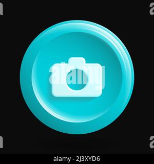 Round Camera Icon. Isolated 3D App Button. Vector illustration Stock Vector
