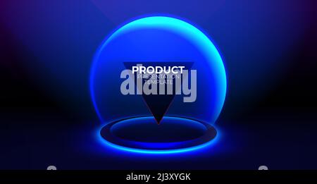 Energy protection spheres for product presentation. Abstract hi-tech background for display product with sci-fi protection shield. Digital security Stock Vector