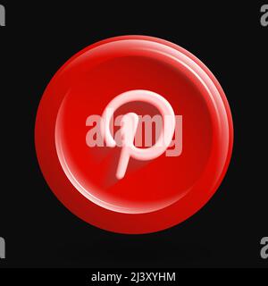 Social Media Red P Icon. 3D Isolated Logotype. Vector illustration Stock Vector