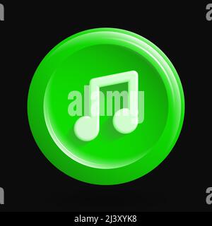 Green Music Icon. Round Isolated Button. Vector illustration Stock Vector