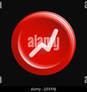 Chart 3D Icon. Red Isolated Graph Button. Vector illustration Stock Vector