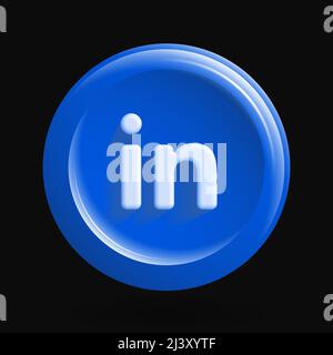 Work Social Media Icon. Blue 3D IN Logotype. Vector illustration Stock Vector