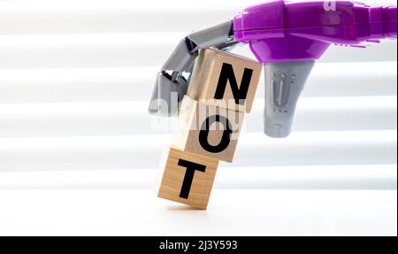 NOT, good manufacturing practice symbol. Concept words 'NOT, good manufacturing practice' on cubes. Stock Photo
