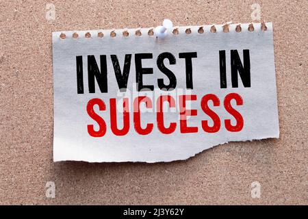 Text sign showing Invest In Yourself. Conceptual photo Improve your Skills take courses Do masters Scholarship Clips symbol idea script notice board t Stock Photo