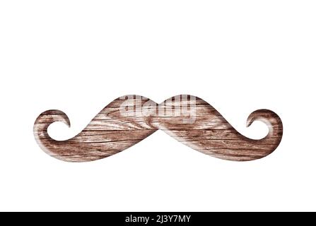 Wooden mustache shape isolated on white background Stock Photo