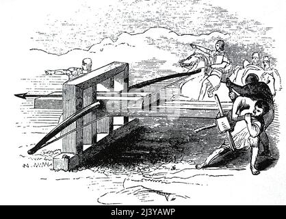 Ancient Age. Ballista. Type of catapult. Engraving. Stock Photo