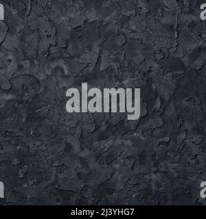 Black plaster texture. Black stucco wall background. Top view. Stock Photo