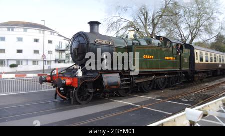 Steam locomotive 5239 Goliath operating as part of Dartmouth Steam Railway, at Paignton, Devon, England, UK. Stock Photo