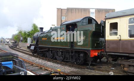 Steam locomotive 5239 Goliath operating as part of Dartmouth Steam Railway, at Paignton, Devon, England, UK. Stock Photo