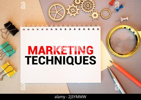 Text sign showing marketing techniques. A conceptual photo document related to a business project Stock Photo