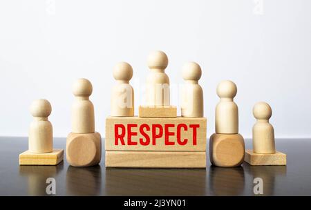 Respect word written on wood block. respect text on table, Business ethics concept Stock Photo