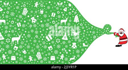 Santa Claus carrying a gift bag, vector stock illustration Stock Vector