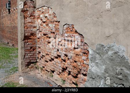Old brick wall in a rural Appalachian town Stock Photo
