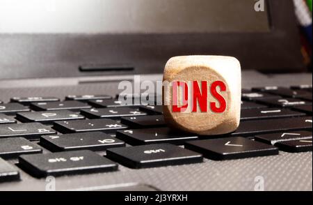 DNS - Acronym Domain Name System concept on cubes Stock Photo