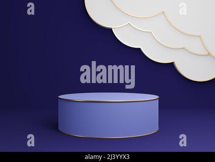 Dark blue 3D rendering product display background simple, minimal with ...