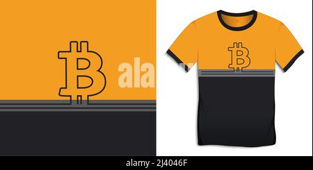 Bitcoin symbol, crypto currency design for t-shirt, for print, flat design vector Stock Vector