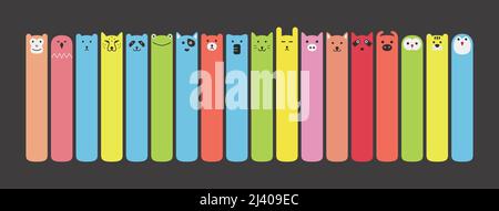 Animal face label icon design set Stock Vector