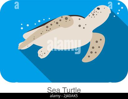 Sea Turtle swimming in the sea, flat illustration vector Stock Vector ...
