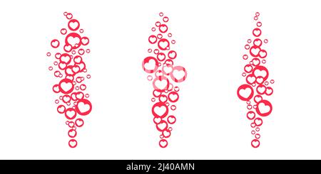 Likes hearts flying up for stories and live streams. Like icons for social media ui. Vector illlustration isolated in white background Stock Vector