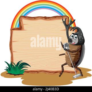 Sign board with beetle on white background illustration Stock Vector
