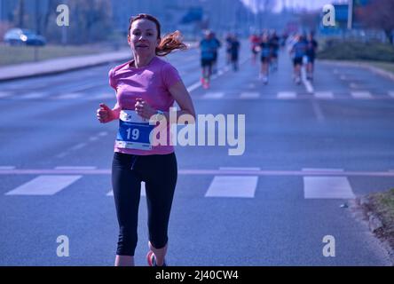 People running Zagreb spring half marathon Stock Photo