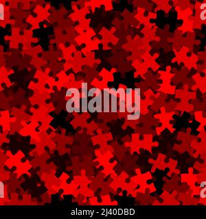 Red chaos puzzle background, banner, texture. Vector jigsaw section template Stock Vector