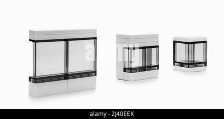 2021: Lego constructor house glassing elements on white Stock Photo