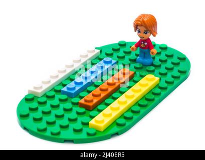 2021: Lego constructor Friends serie, personages on white Stock Photo