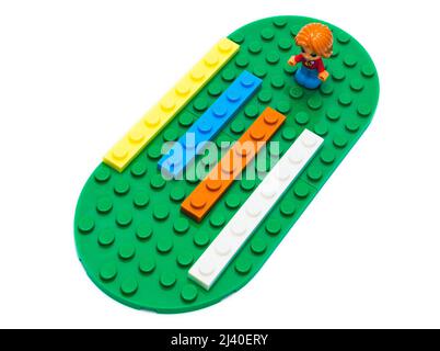 2021: Lego constructor Friends serie, personages on white Stock Photo