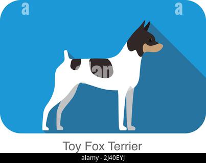 Toy fox terrier breed dog standing on the ground, side, dog cartoon image series Stock Vector