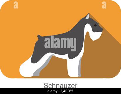 Schnauzer dog breed flat icon design, vector illustration Stock Vector